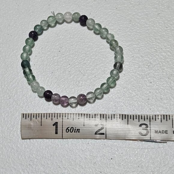 Boho Fluorite Gemstone Beaded Stretch Bracelet Crystal Healing Spiritual Jewelry - Picture 3 of 3